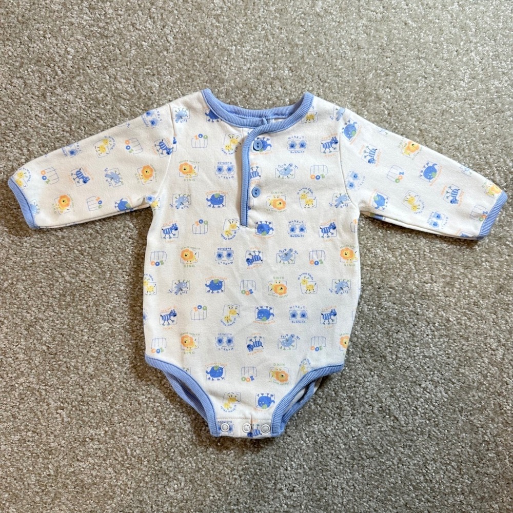 Baby Grand Safari Zoo Animal Print‎ Bodysuit 3/6 Months Cute